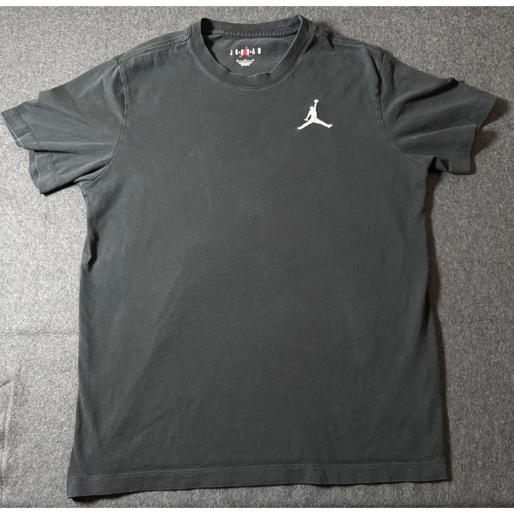 Jordan Mens Embroidered Jumpman Logo T-Shirt Black Short Sleeve Cotton Size M